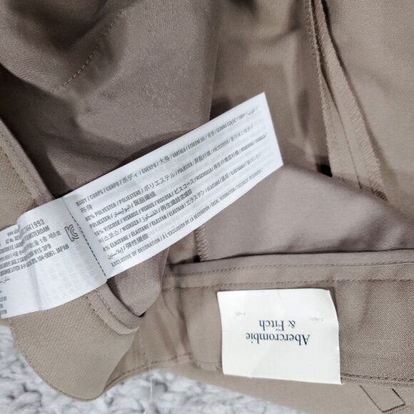 Abercrombie Ultra High Rise Wide Leg Pleated Front Pants Beige Tan Size 16 33 - Picture 5 of 7